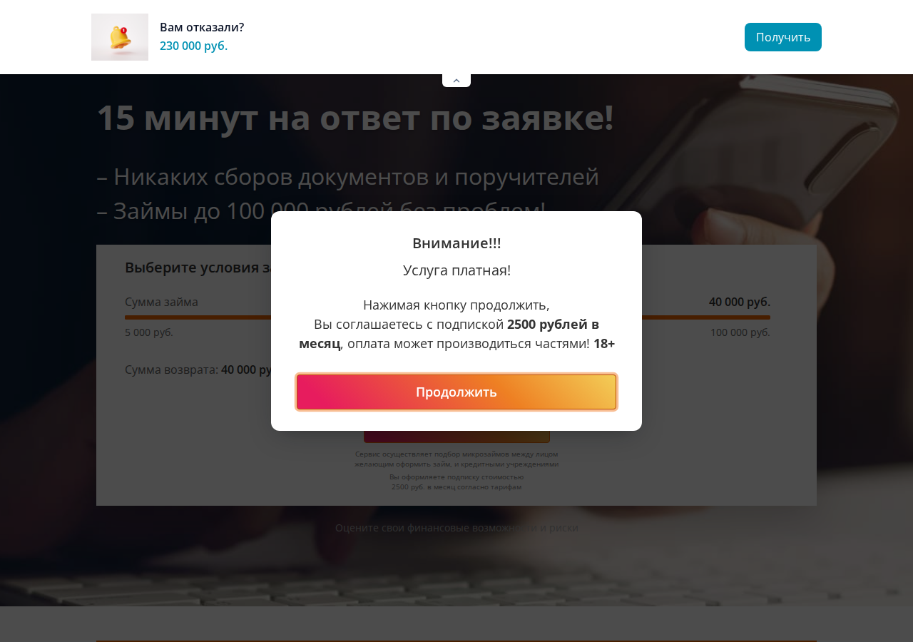 Главная страница сервиса MigCash с формой заявки и условиями подписки