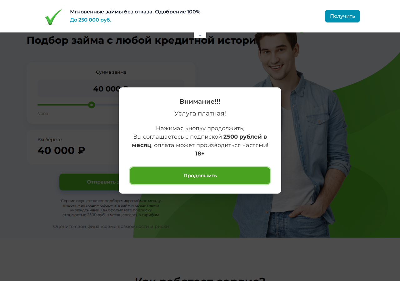 Главная страница сервиса подбора займов Gusta Credit