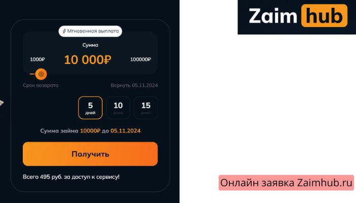Онлайн заявка Zaimhub.ru