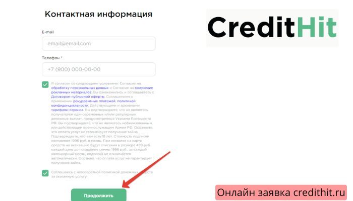 Онлайн заявка credithit.ru