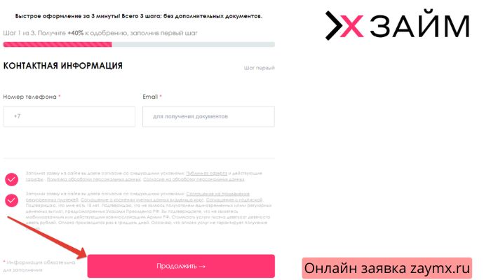 Онлайн заявка zaymx.ru