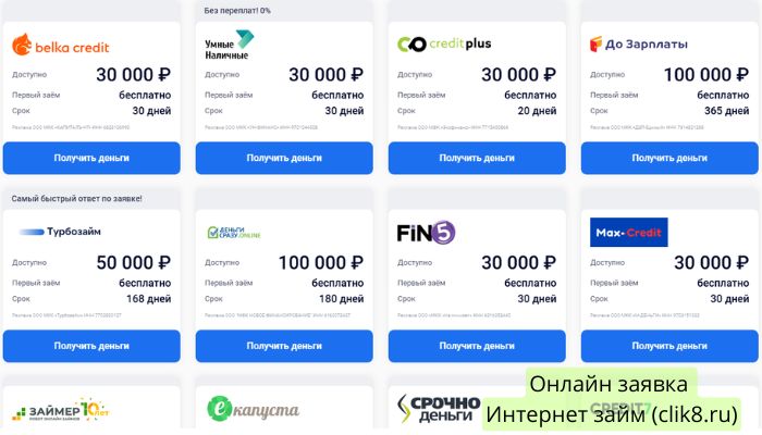 Clik8 Интернет займ clik8.ru